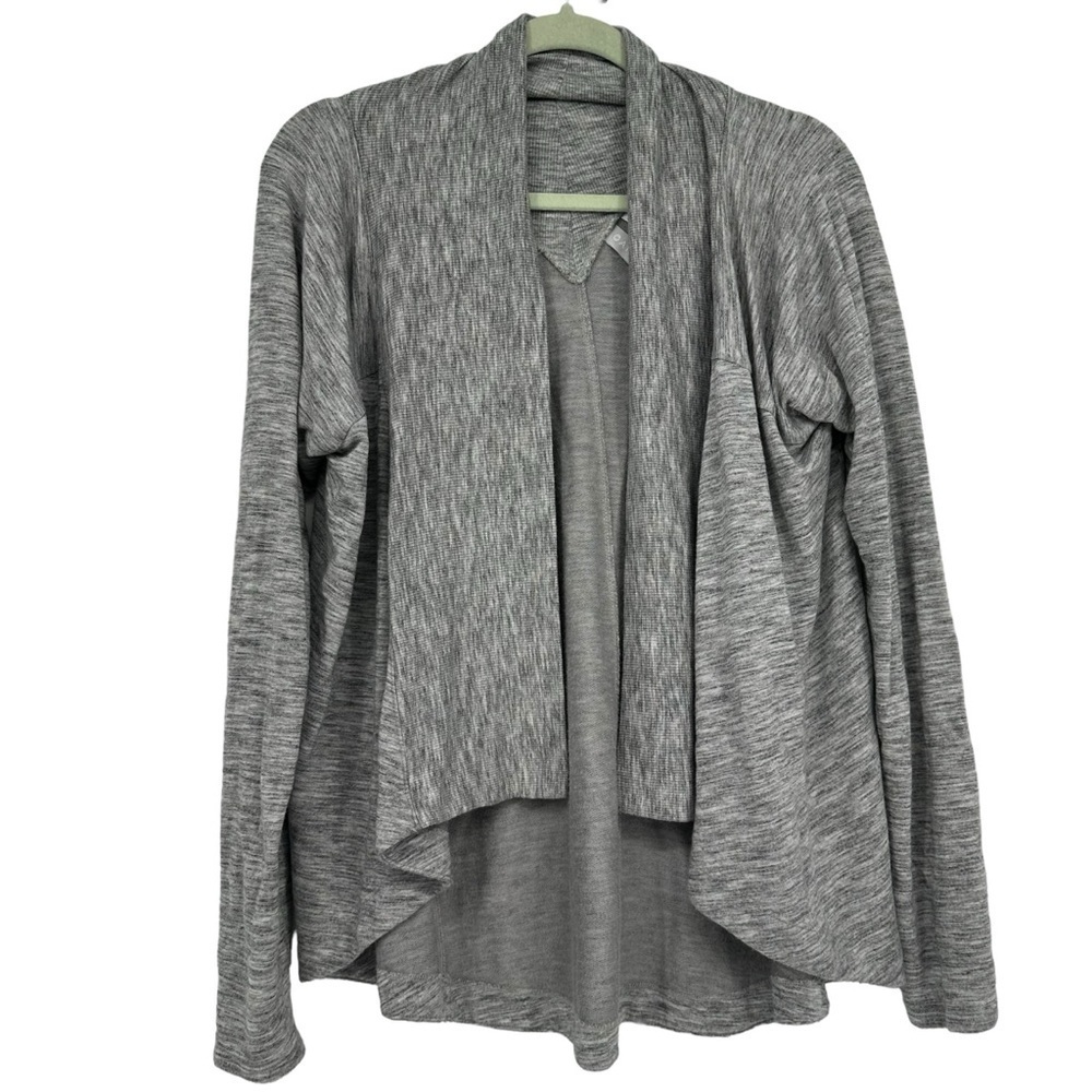 Athleta Nirvana Gray Drape Open Front Cardigan Si… - image 2